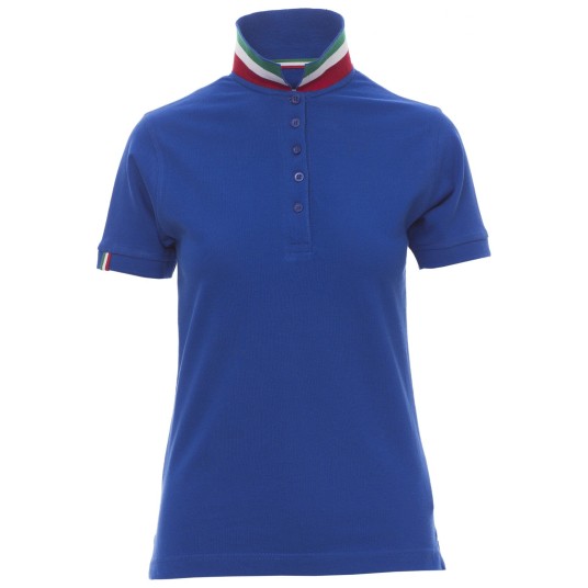 KOSZULKA POLO KRÓTKI RĘKAW NATION LADY - KRÓLEWSKI NIEBIESKI-WŁOCHY