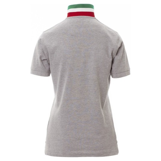 KOSZULKA POLO KRÓTKI RĘKAW NATION LADY MELANGE - SZARY MELANŻ-WŁOCHY