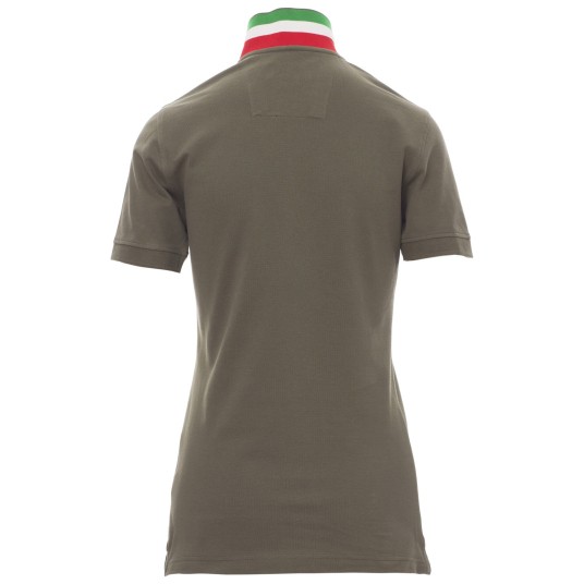 KOSZULKA POLO KRÓTKI RĘKAW NATION LADY - ZIELONY WOJSKOWY-WŁOCHY