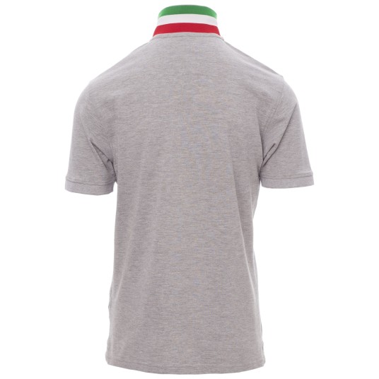 KOSZULKA POLO KRÓTKI RĘKAW NATION MELANGE - SZARY MELANŻ-WŁOCHY
