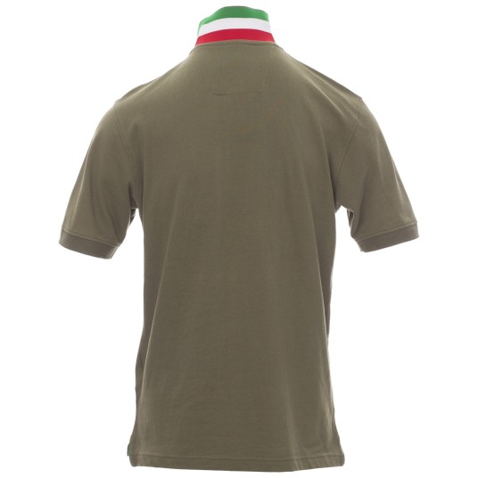 KOSZULKA POLO KRÓTKI RĘKAW NATION - ZIELONY WOJSKOWY-WŁOCHY