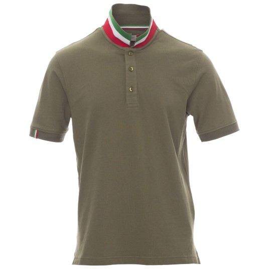 KOSZULKA POLO KRÓTKI RĘKAW NATION - ZIELONY WOJSKOWY-WŁOCHY