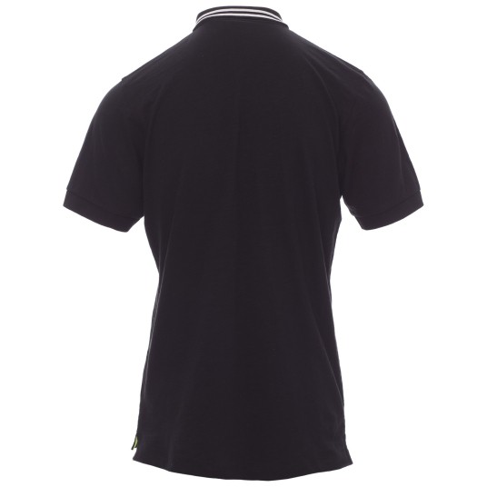 KOSZULKA POLO KRÓTKI RĘKAW NAUTIC - CZARNY-BIAŁO-ŻÓŁTY FLUO