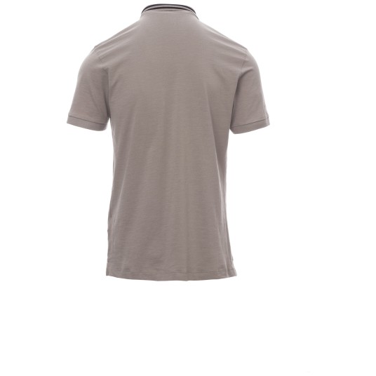 KOSZULKA POLO KRÓTKI RĘKAW NAUTIC - JASNOSZARY-CZARNO-POMARAŃCZOWY FLUO