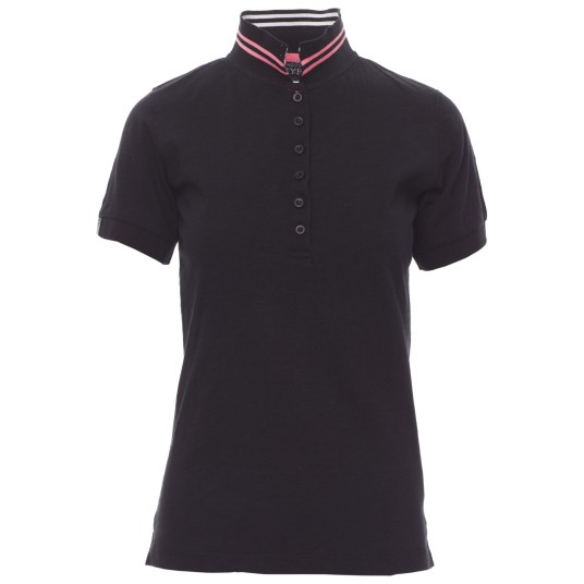 KOSZULKA POLO KRÓTKI RĘKAW NAUTIC LADY - CZARNY-BIAŁO-FUKSJOWY FLUO