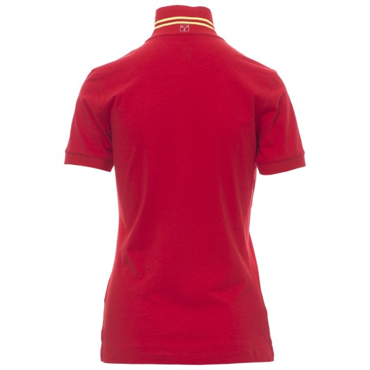 KOSZULKA POLO KRÓTKI RĘKAW NAUTIC LADY - CZERWONA PASJA-BIAŁO-ŻÓŁTY FLUO
