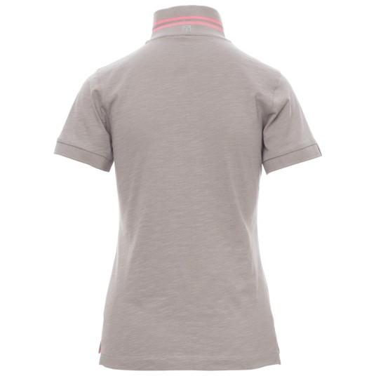 KOSZULKA POLO KRÓTKI RĘKAW NAUTIC LADY - JASNOSZARY-CZARNO-FUKSJOWY FLUO