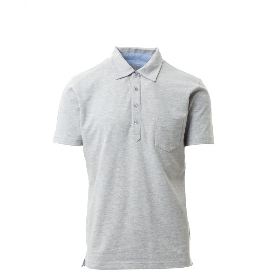 KOSZULKA POLO KRÓTKI RĘKAW PRESTIGE MELANGE - SZARY MELANŻ
