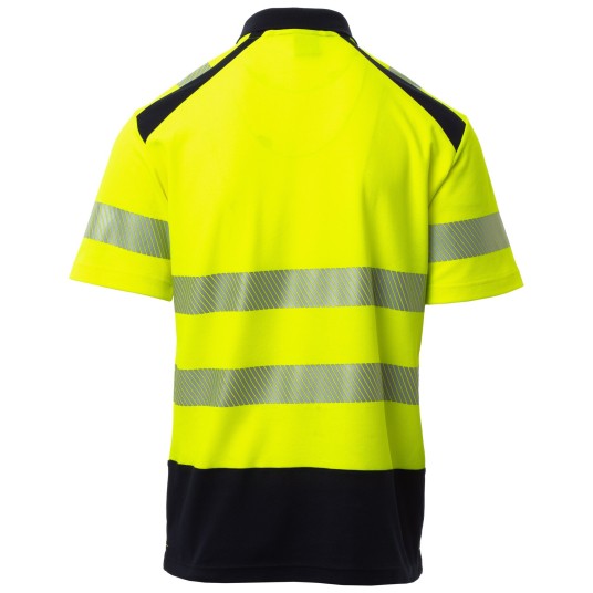 KOSZULKA POLO KRÓTKI RĘKAW ROAD - ŻÓŁTY FLUO-GRANATOWY