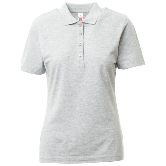 KOSZULKA POLO KRÓTKI RĘKAW ROME LADY MELANGE - SZARY MELANŻ