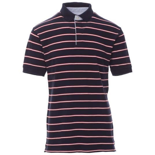 KOSZULKA POLO KRÓTKI RĘKAW SHEFFIELD - GRANATOWY-CZERWONO-BIAŁO-CZERWONY