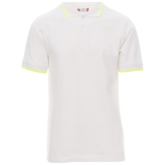 KOSZULKA POLO KRÓTKI RĘKAW SKIPPER - BIAŁY-ŻÓŁTY NEON