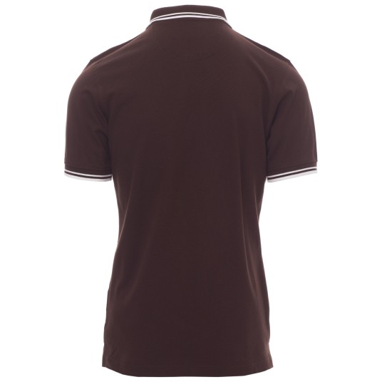 KOSZULKA POLO KRÓTKI RĘKAW SKIPPER - BRĄZOWY-BIAŁY