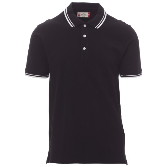 KOSZULKA POLO KRÓTKI RĘKAW SKIPPER - CZARNY-BIAŁY