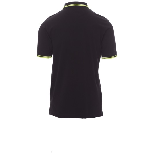 KOSZULKA POLO KRÓTKI RĘKAW SKIPPER - CZARNY-ŻÓŁTY NEON