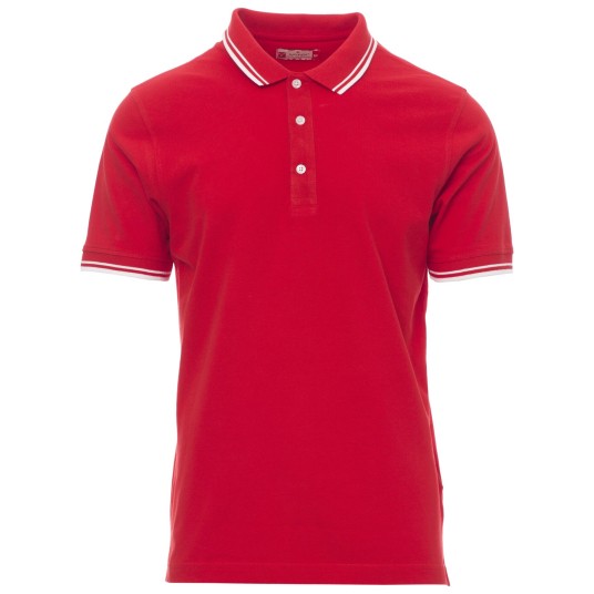 KOSZULKA POLO KRÓTKI RĘKAW SKIPPER - CZERWONY-BIAŁY