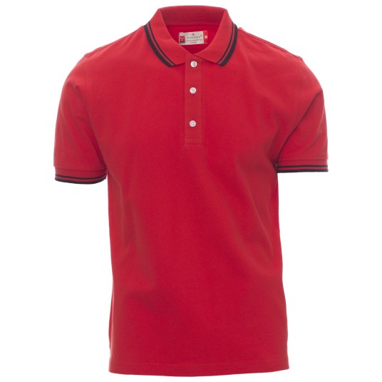 KOSZULKA POLO KRÓTKI RĘKAW SKIPPER - CZERWONY-GRANATOWY