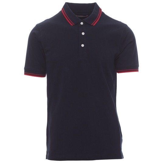 KOSZULKA POLO KRÓTKI RĘKAW SKIPPER - GRANATOWY-CZERWONY