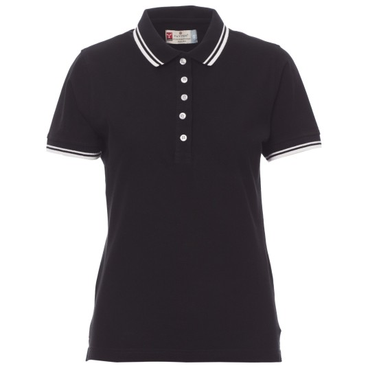 KOSZULKA POLO KRÓTKI RĘKAW SKIPPER LADY - CZARNY-BIAŁY