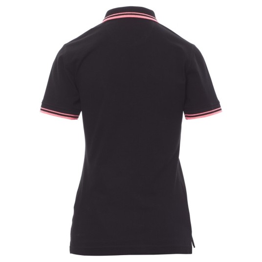 KOSZULKA POLO KRÓTKI RĘKAW SKIPPER LADY - CZARNY-FUKSJOWY NEON