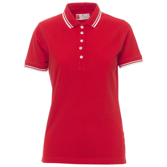 KOSZULKA POLO KRÓTKI RĘKAW SKIPPER LADY - CZERWONY-BIAŁY