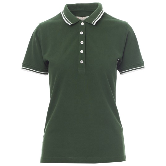 KOSZULKA POLO KRÓTKI RĘKAW SKIPPER LADY - ZIELONY EDEN-BIAŁY