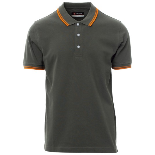 KOSZULKA POLO KRÓTKI RĘKAW SKIPPER - ZADYMIONY-POMARAŃCZOWY