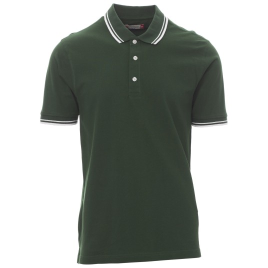 KOSZULKA POLO KRÓTKI RĘKAW SKIPPER - ZIELONY EDEN-BIAŁY