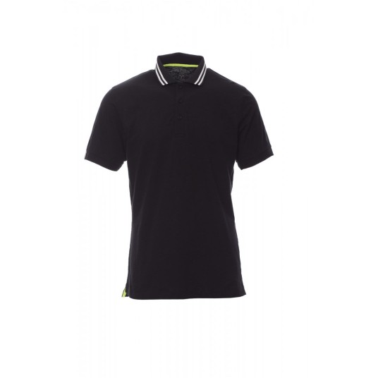 KOSZULKA POLO MĘSKA NAUTIC - CZARNY/BIAŁO-ŻÓŁTY FLUO
