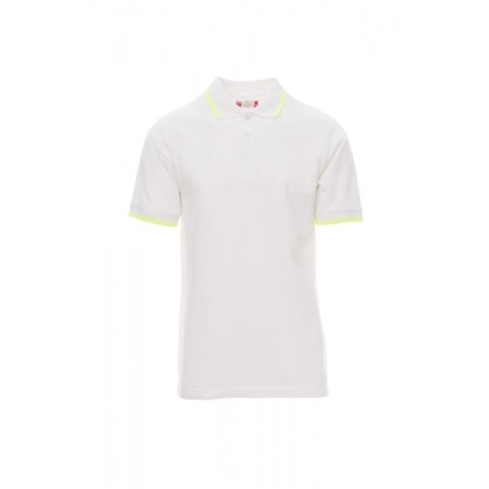 KOSZULKA POLO MĘSKA SKIPPER - BIAŁY/ŻÓŁTY NEON