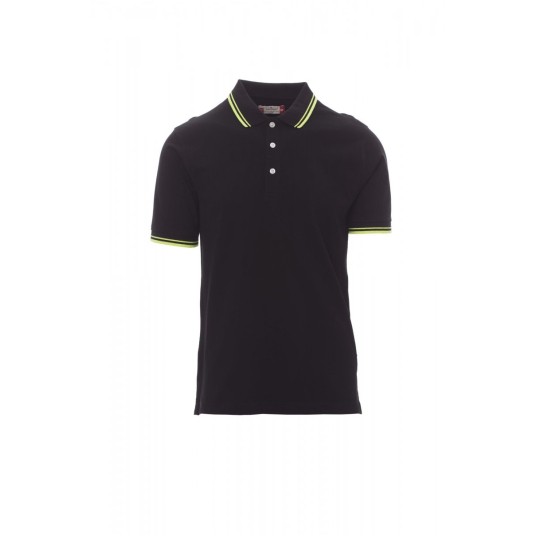 KOSZULKA POLO MĘSKA SKIPPER - CZARNY/ŻÓŁTY NEON