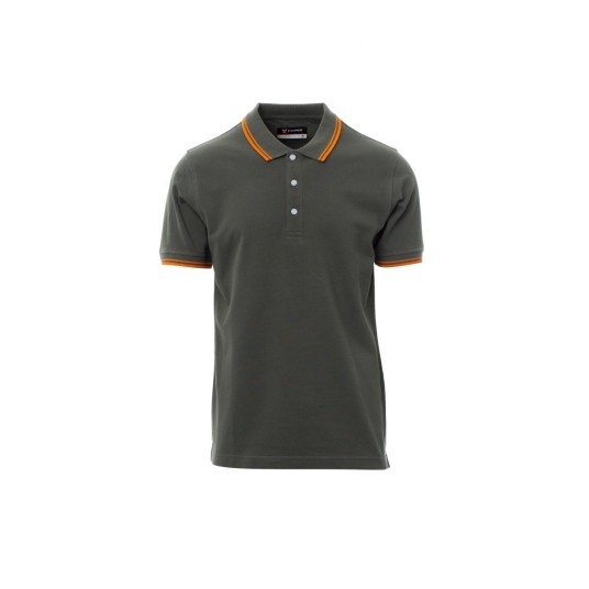 KOSZULKA POLO MĘSKA SKIPPER - ZADYMIONY/POMARAŃCZOWY
