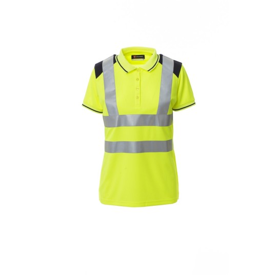 KOSZULKA POLO ODBLASKOWA DAMSKA GUARD+LADY - ŻÓŁTY FLUO/GRANATOWY