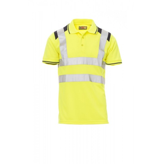 KOSZULKA POLO ODBLASKOWA MĘSKA GUARD+ - ŻÓŁTY FLUO/GRANATOWY