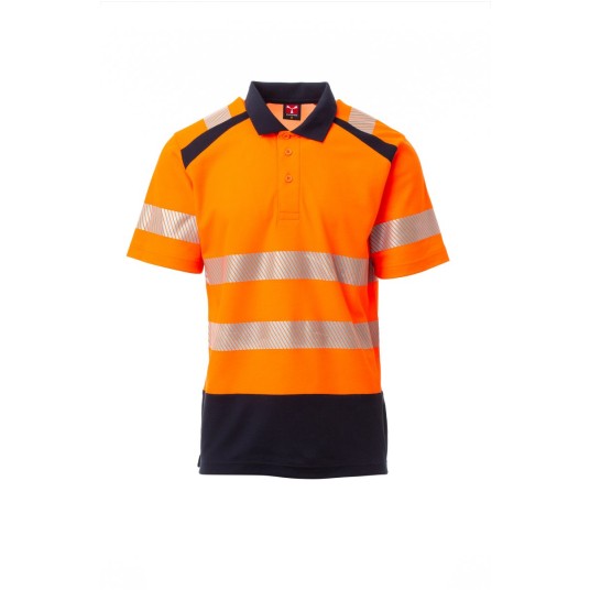 KOSZULKA POLO ODBLASKOWA MĘSKA ROAD - POMARAŃCZOWY FLUO/GRANATOWY