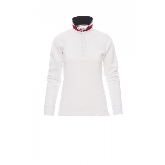 KOSZULKA POLO Z DŁGUIM RĘKAWEM DAMSKA LONG NATION LADY - BIAŁY/WŁOCHY