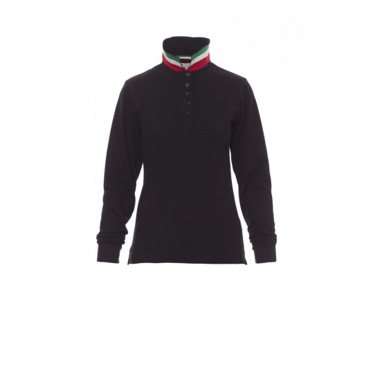 KOSZULKA POLO Z DŁGUIM RĘKAWEM DAMSKA LONG NATION LADY - CZARNY/WŁOCHY