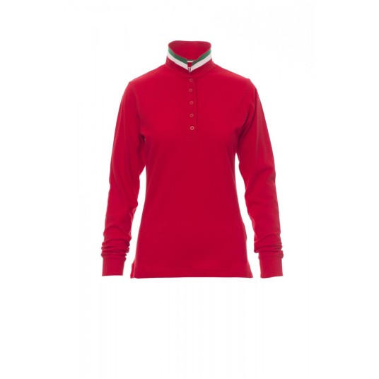 KOSZULKA POLO Z DŁGUIM RĘKAWEM DAMSKA LONG NATION LADY - CZERWONY/WŁOCHY