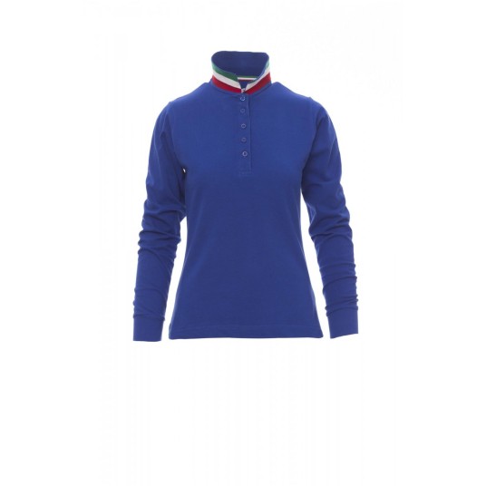 KOSZULKA POLO Z DŁGUIM RĘKAWEM DAMSKA LONG NATION LADY - KRÓLEWSKI NIEBIESKI/WŁOCHY