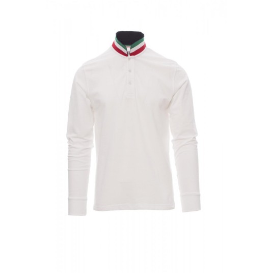 KOSZULKA POLO Z DŁGUIM RĘKAWEM MĘSKA LONG NATION - BIAŁY/WŁOCHY
