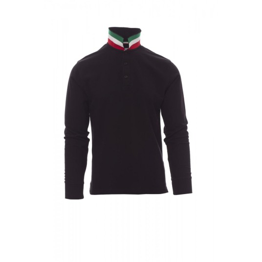 KOSZULKA POLO Z DŁGUIM RĘKAWEM MĘSKA LONG NATION - CZARNY/WŁOCHY