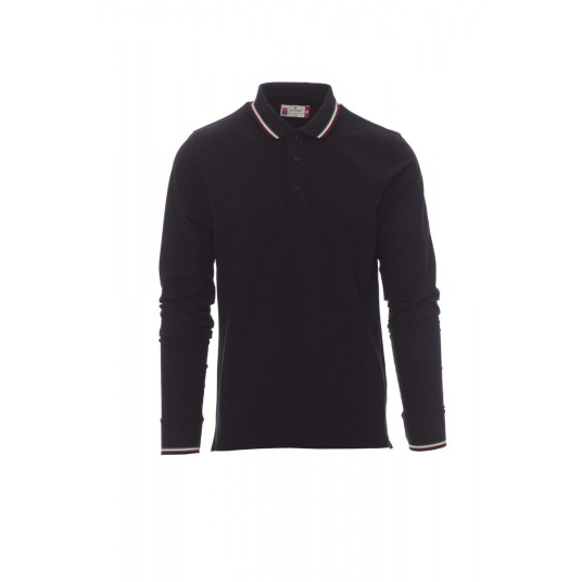 KOSZULKA POLO Z DŁGUIM RĘKAWEM UNISEX AVIAZIONE - CZARNY/WŁOCHY