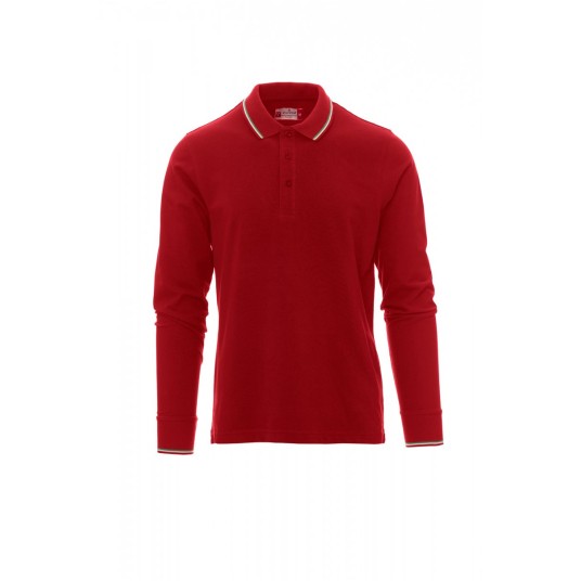 KOSZULKA POLO Z DŁGUIM RĘKAWEM UNISEX AVIAZIONE - CZERWIEŃ MARSOWA/WŁOCHY