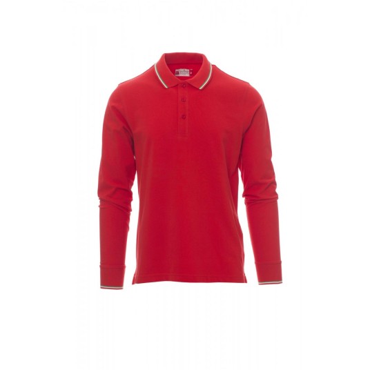 KOSZULKA POLO Z DŁGUIM RĘKAWEM UNISEX AVIAZIONE - CZERWONY/WŁOCHY