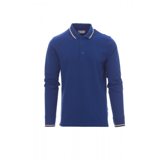 KOSZULKA POLO Z DŁGUIM RĘKAWEM UNISEX AVIAZIONE - KRÓLEWSKI NIEBIESKI/WŁOCHY