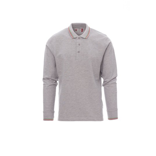 KOSZULKA POLO Z DŁGUIM RĘKAWEM UNISEX AVIAZIONE MELANGE - SZARY MELANŻ/WŁOCHY