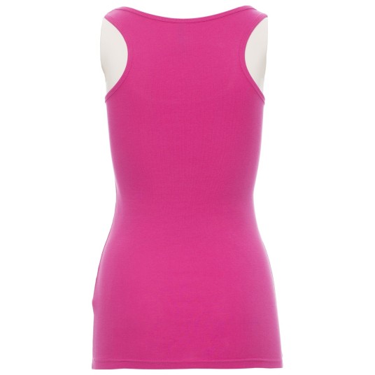 KOSZULKA T-SHIRT BEZ RĘKAWÓW LOOK - FUKSJOWY