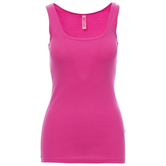 KOSZULKA T-SHIRT BEZ RĘKAWÓW LOOK - FUKSJOWY