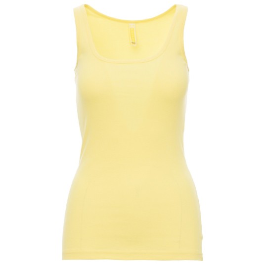 KOSZULKA T-SHIRT BEZ RĘKAWÓW LOOK - JASNOLIMONKOWY