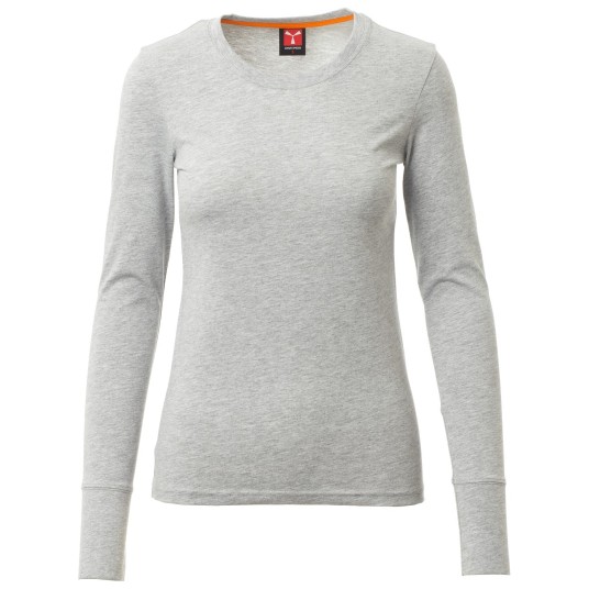 KOSZULKA T-SHIRT DŁUGI RĘKAW PINETA LADY MELANGE - SZARY MELANŻ